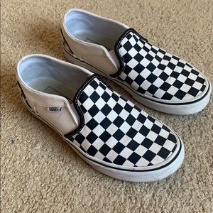 Checkered Vans Slip Ons